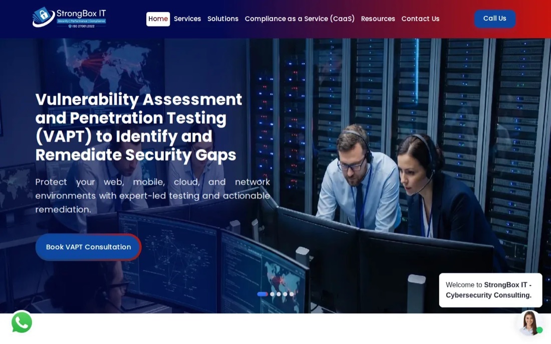 StrongBox IT website homepage, a Dubai VAPT and cybersecurity company