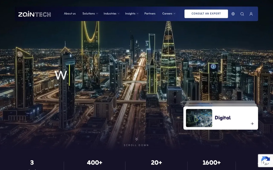 ZainTECH website homepage, a regional ICT and managed cloud provider