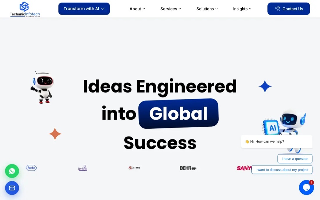Techanic Infotech website homepage, a Dubai enterprise software company