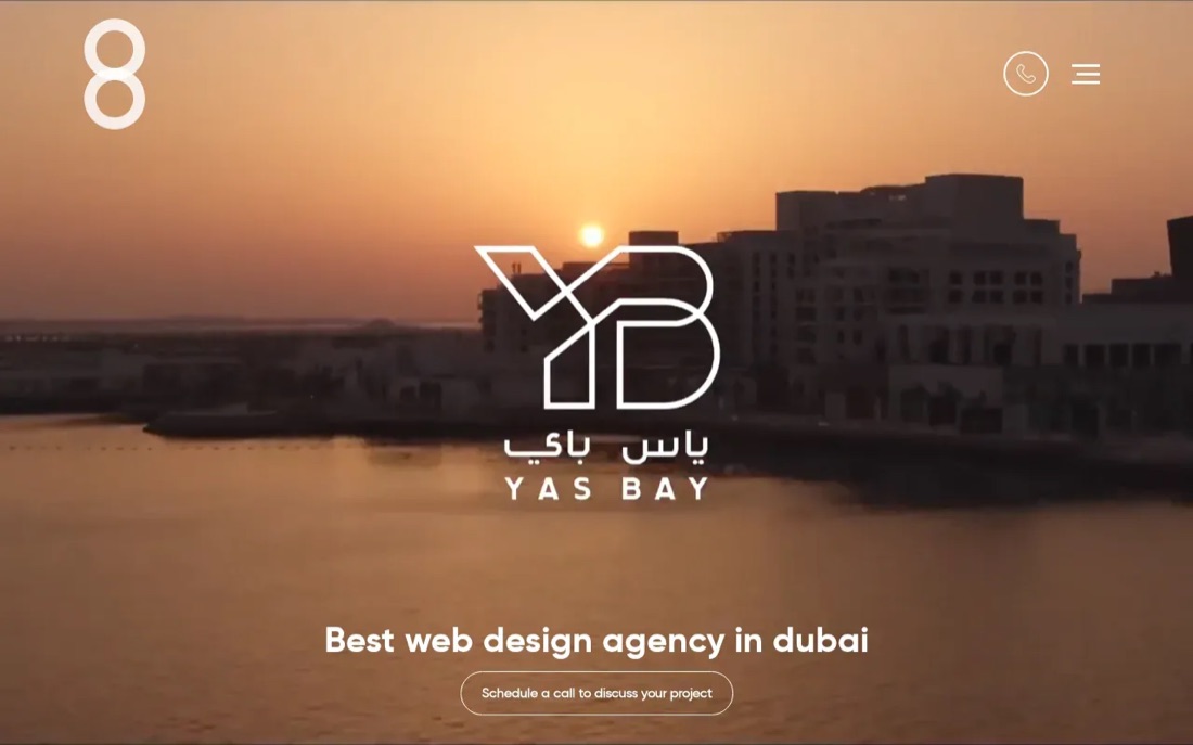 Element8 website homepage, a Dubai web development and UI/UX agency
