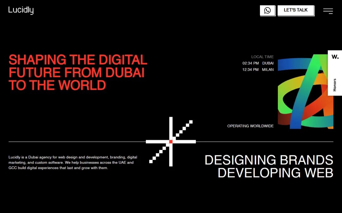 Lucidly website homepage, a Dubai web design agency