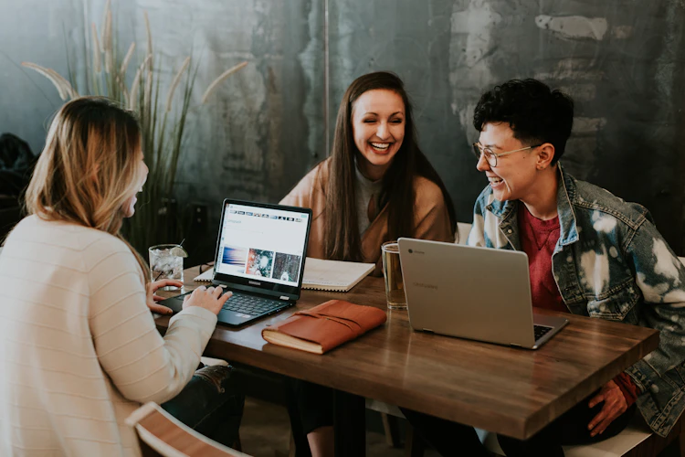 A marketing team collaborating in a Dubai studio